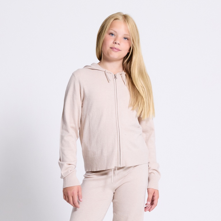 Knit zip hoodie "Jennifer star" Beige